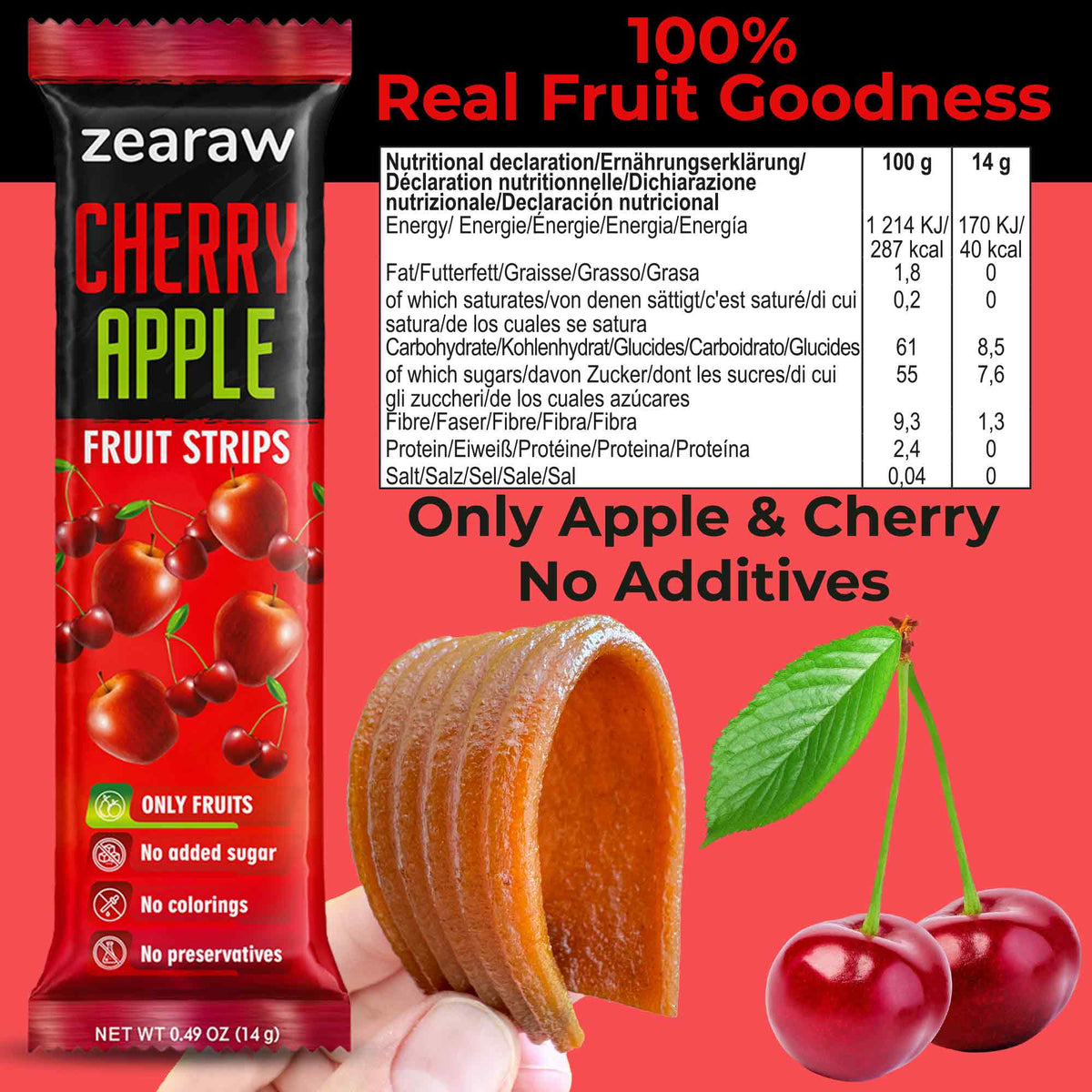 Healthy Fruit Snacks - 30 Natural Snacks with Apple, Cherry &amp; Persimmon, Vegan &amp; Sugar Free