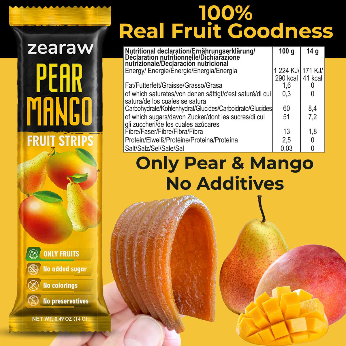 Healthy Fruit Snacks - 30 Natural Snacks with Blueberry, Raspberry &amp; Mango, Vegan &amp; Sugar Free