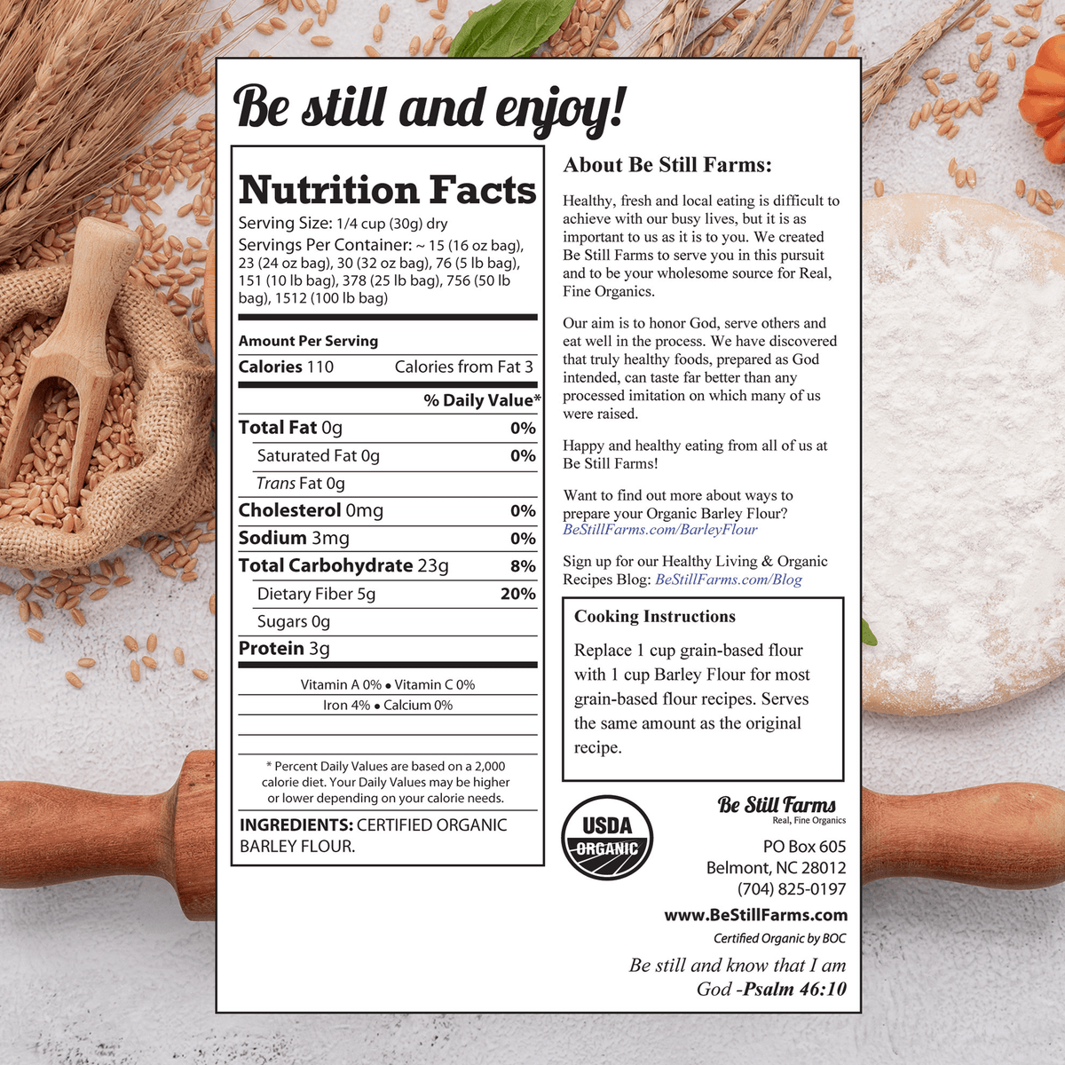 Barley Flour Nutrition Facts - Be Still Farms