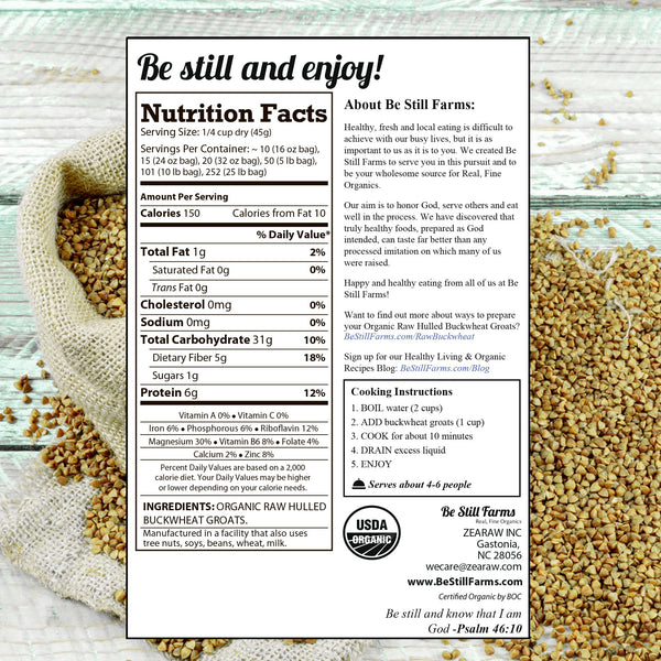 Organic Raw Buckwheat Groats, Bulk Raw Buckwheat Groats Be Still
