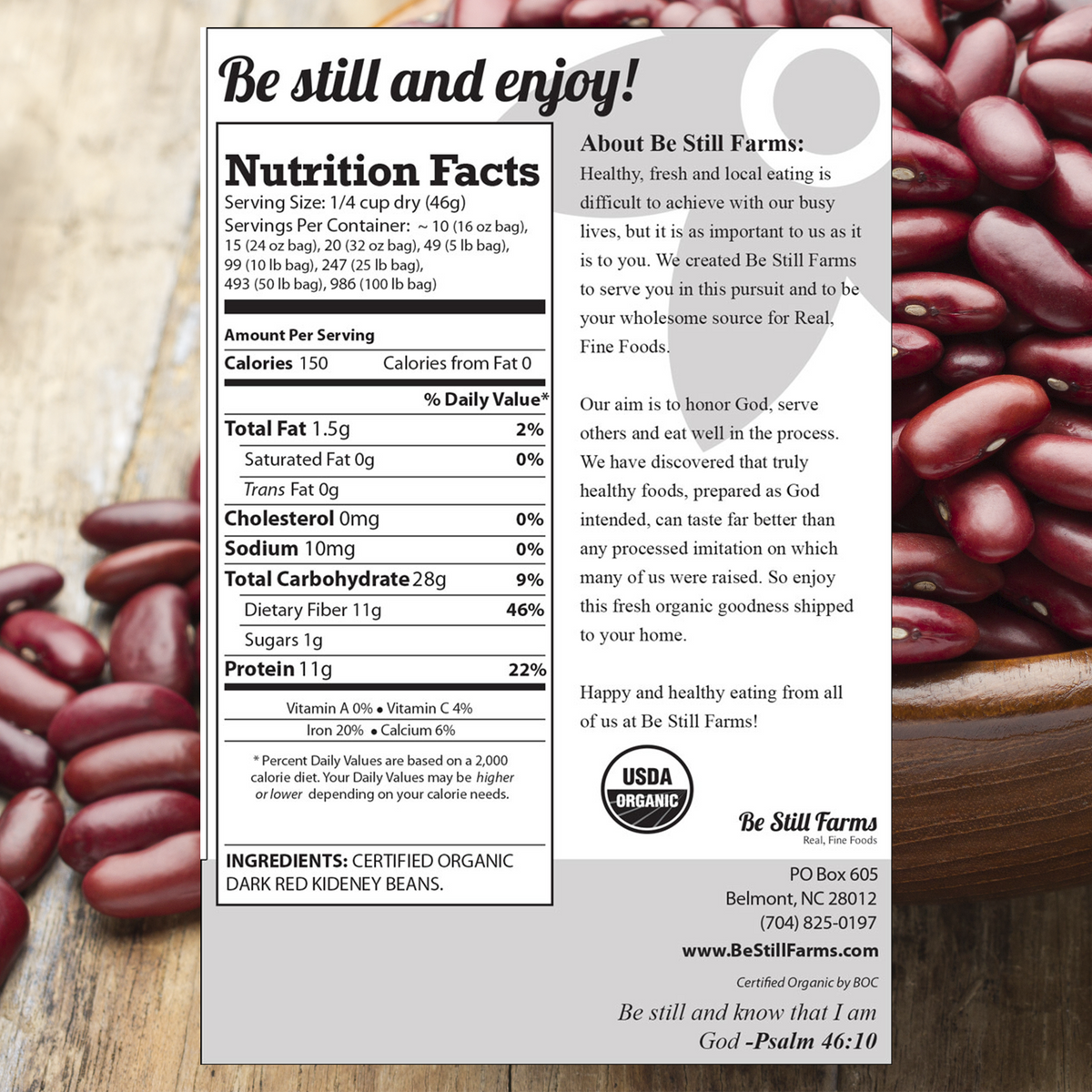 Dark Red Kidney Beans Nutrition Facts - Be Still Farms