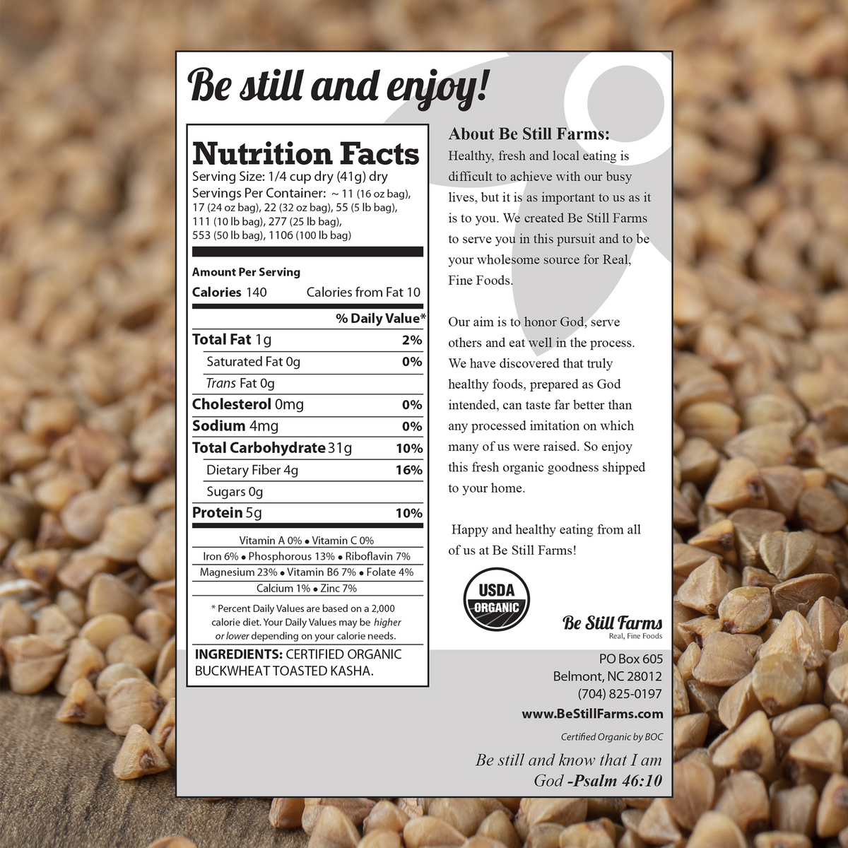Organic Kasha Nutrition Facts - Be Still Farms