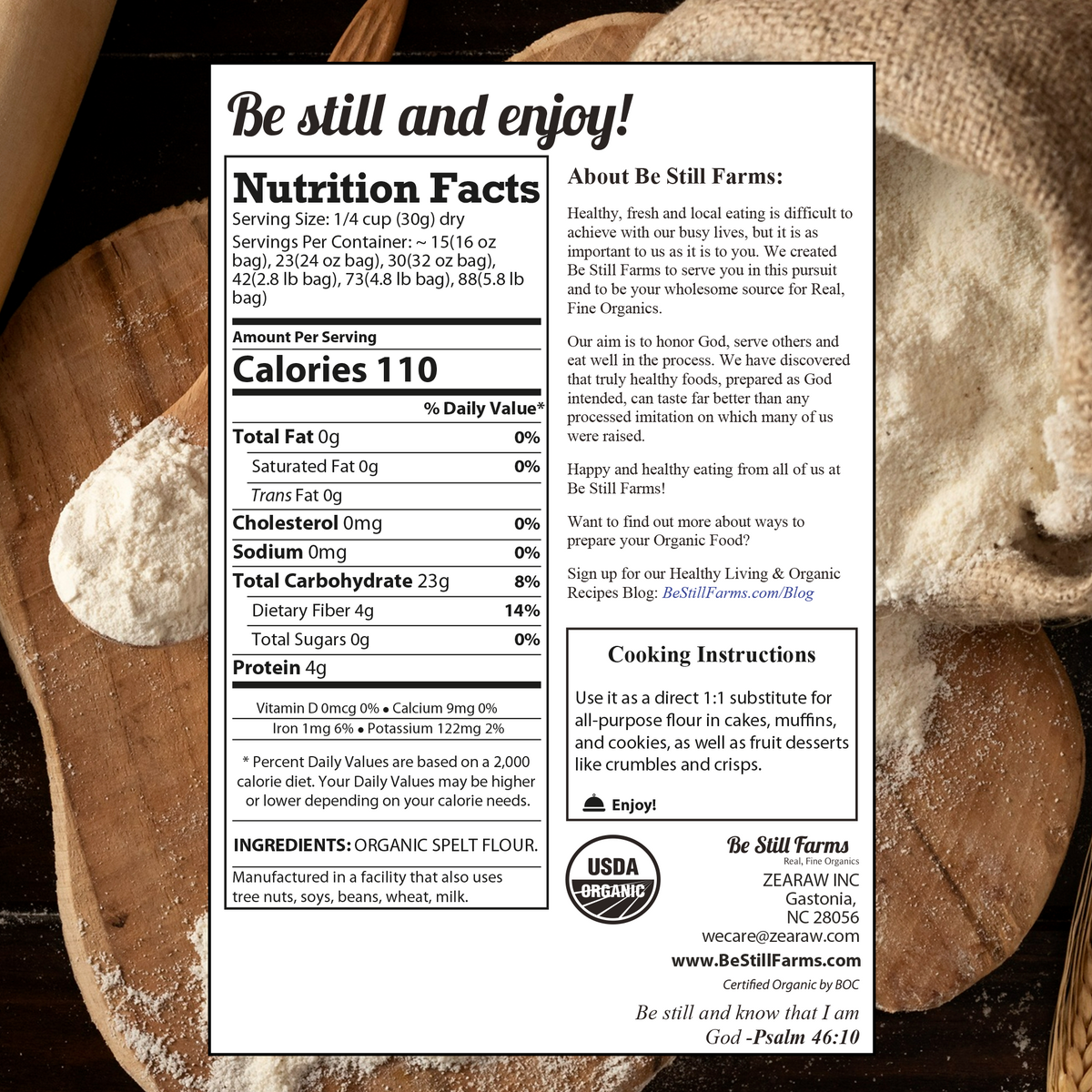 Organic Spelt Flour, Non-GMO, Bulk Spelt Flour