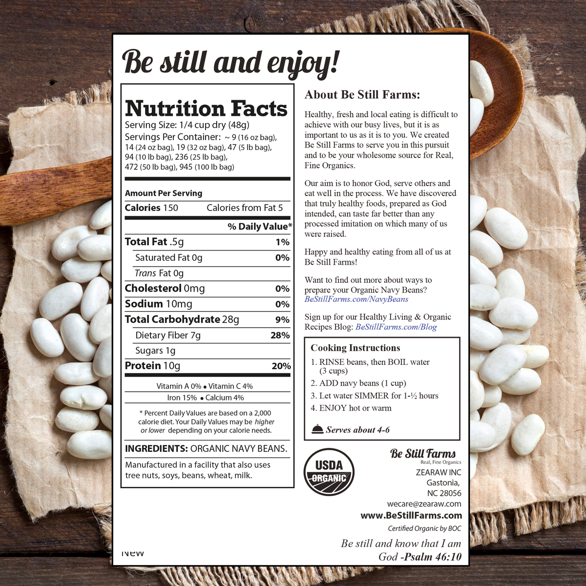 Organic Navy Beans Nutrition Facts - Be Still Farms