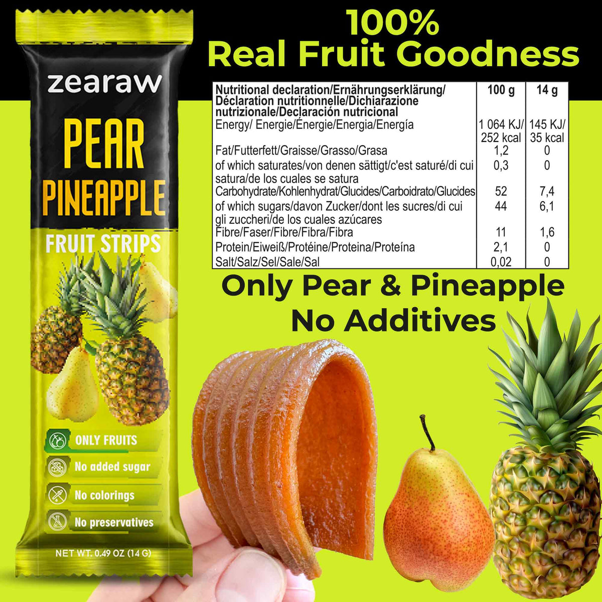 Healthy Fruit Snacks - 30 Natural Snacks with Mango, Pineapple &amp; Banana, Vegan &amp; Sugar Free