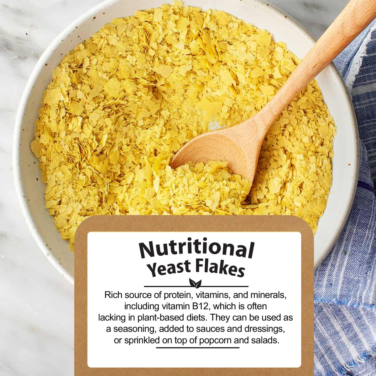 Premium Nutritional Yeast Flakes, Non-GMO, Fortified Dry Nutrition Yeast Bulk