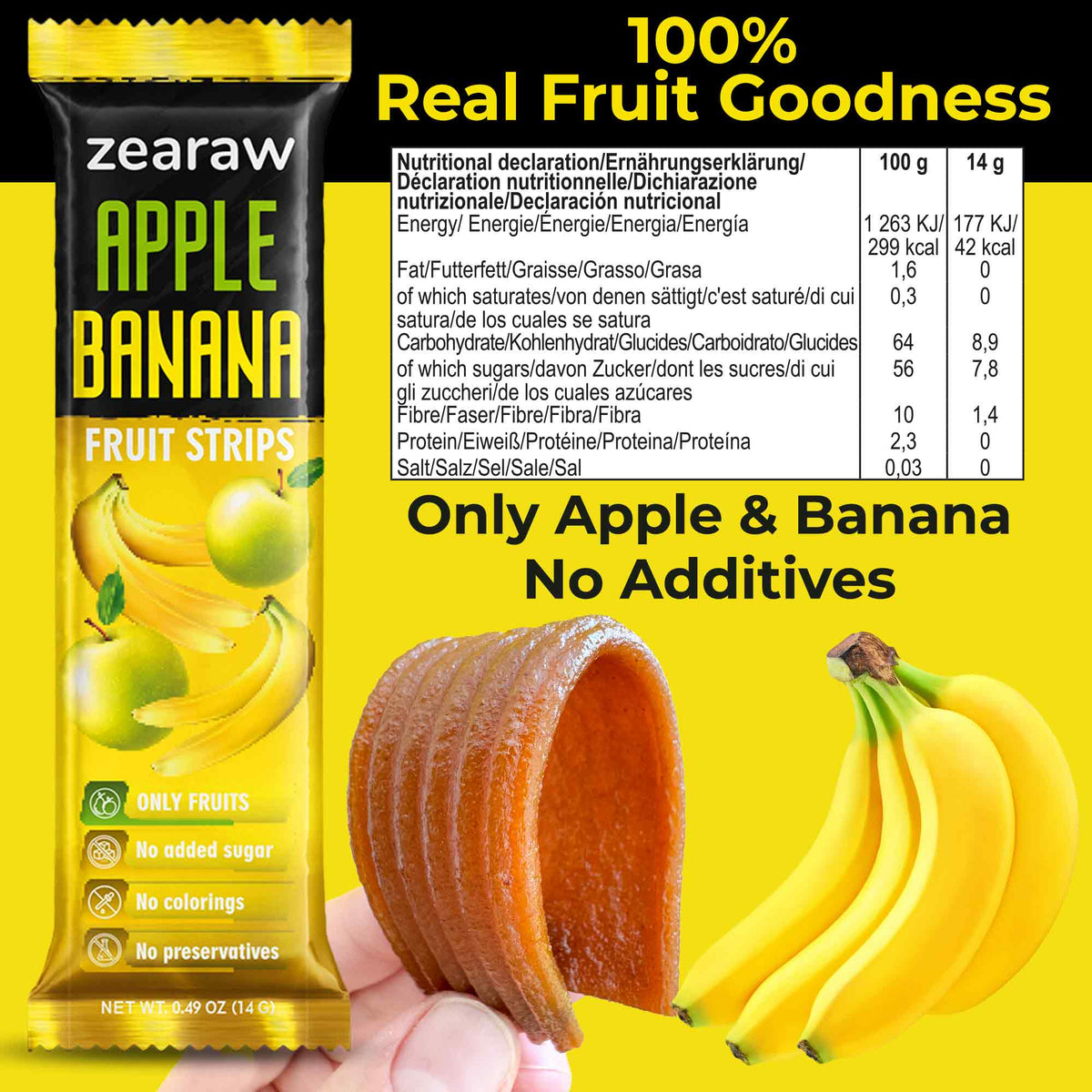 Healthy Fruit Snacks - 30 Natural Snacks with Mango, Pineapple &amp; Banana, Vegan &amp; Sugar Free