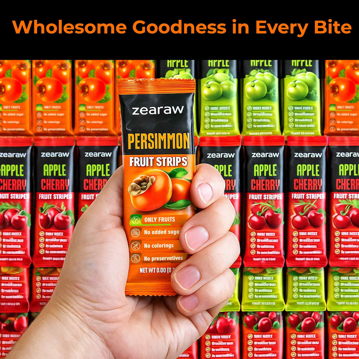 Healthy Fruit Snacks - 30 Natural Snacks with Apple, Cherry &amp; Persimmon, Vegan &amp; Sugar Free