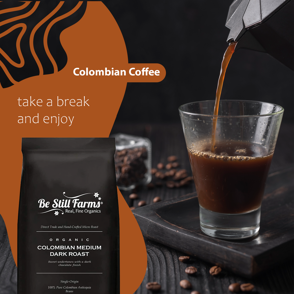 Organic Colombian Coffee 12 Oz Non Gmo Be Still Farms Real Fine