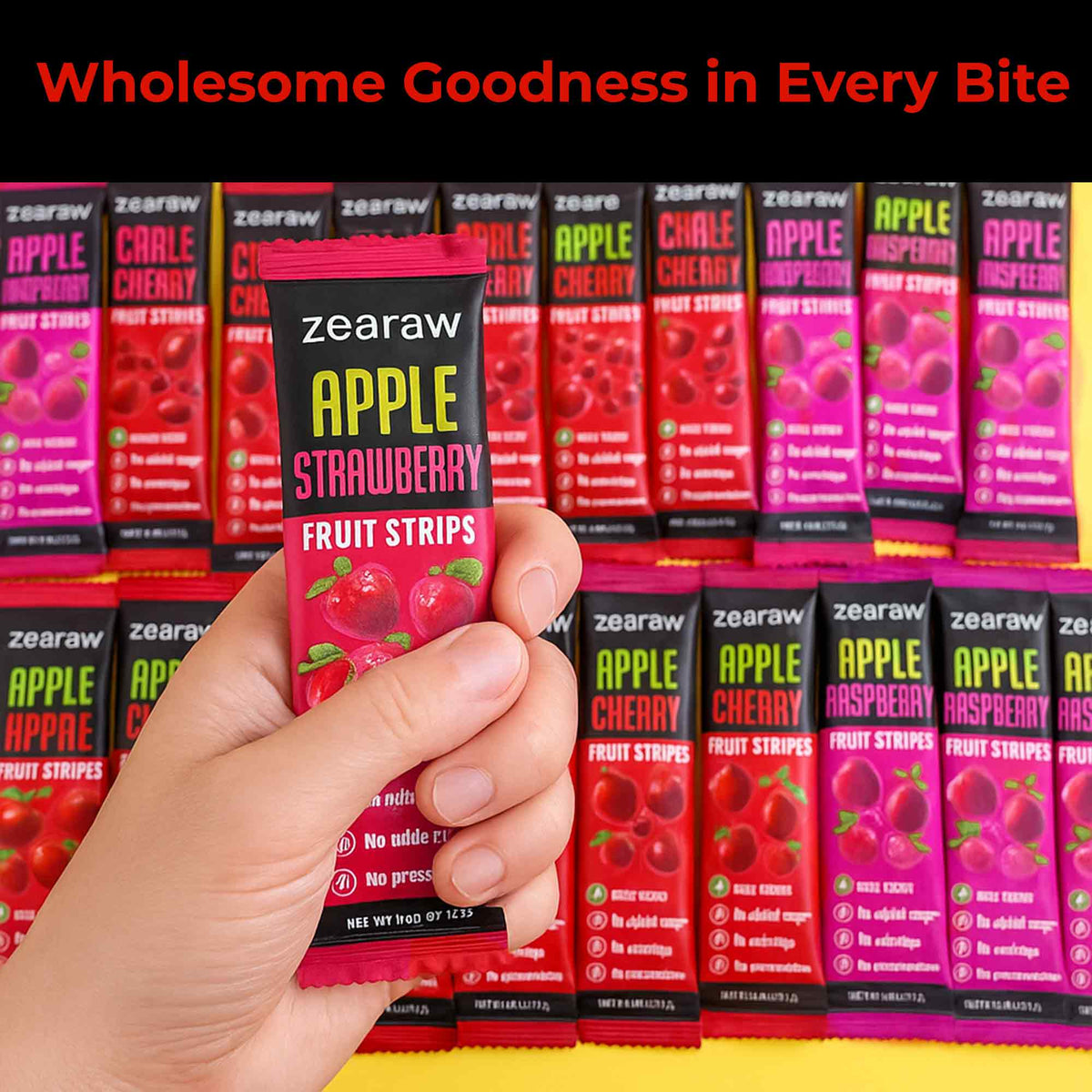 Healthy Fruit Snacks - 30 Natural Snacks with Raspberry, Cherry &amp; Strawberry, Vegan &amp; Sugar Free