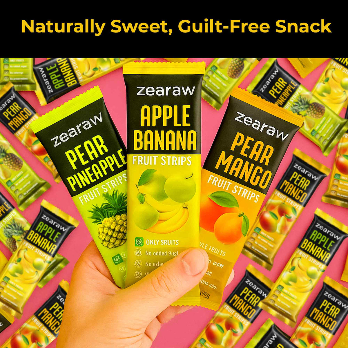 Healthy Fruit Snacks - 30 Natural Snacks with Mango, Pineapple &amp; Banana, Vegan &amp; Sugar Free