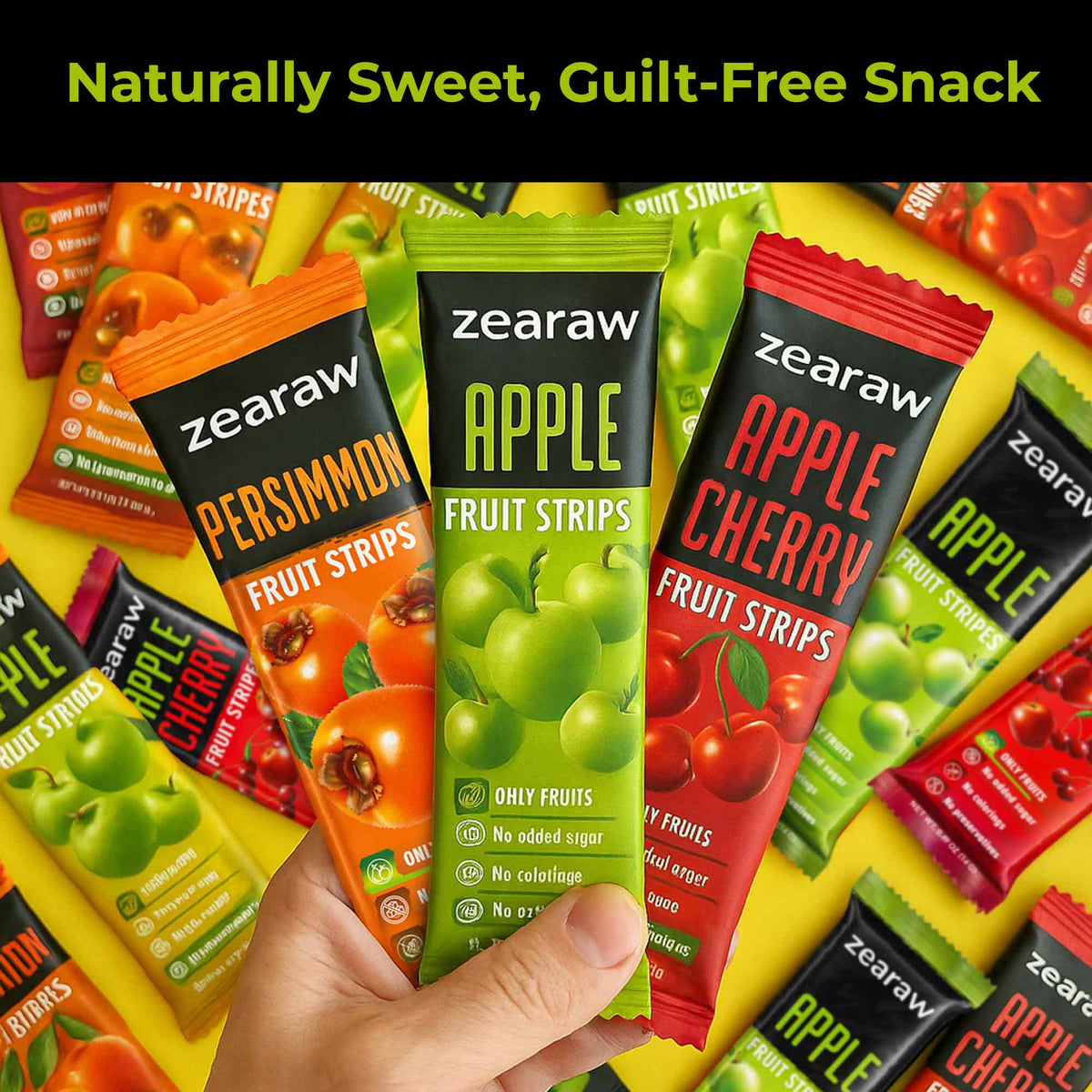 Healthy Fruit Snacks - 30 Natural Snacks with Apple, Cherry &amp; Persimmon, Vegan &amp; Sugar Free