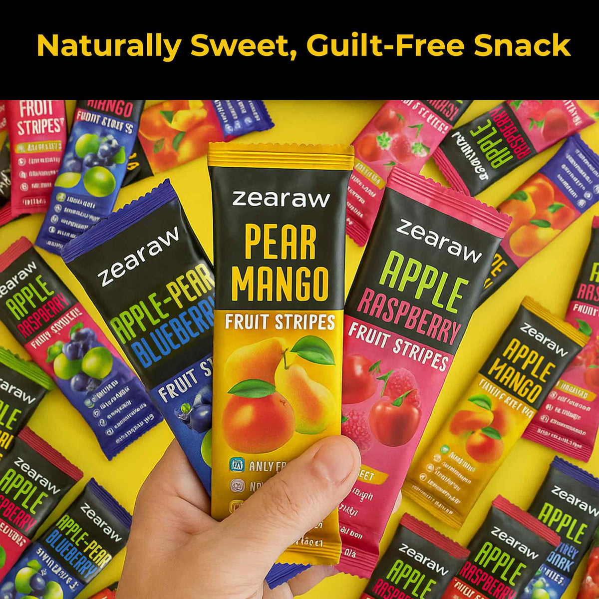 Healthy Fruit Snacks - 30 Natural Snacks with Blueberry, Raspberry &amp; Mango, Vegan &amp; Sugar Free
